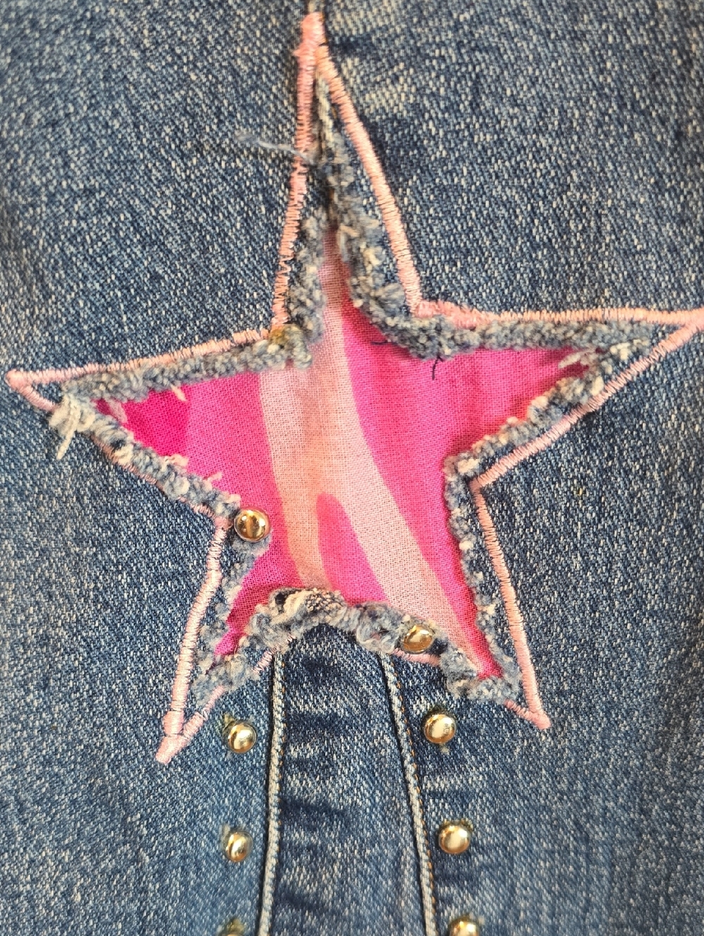 ⭐️Vintage 80's Custom Denim 2pce Set Pink Camo Stars & Stretch Denim - Picture 8 of 16